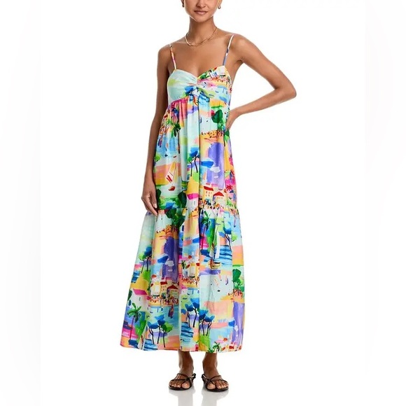 Aqua Dresses & Skirts - Aqua Tropical Print Maxi Dress Multicolor Women Size Extra Small Spaghetti Strap